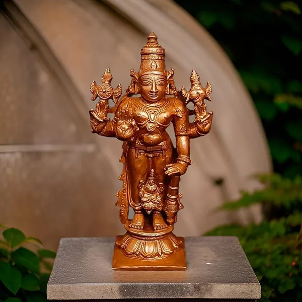 Brownish-Orange_Copper_Idols_Of_God_Srinivasa_Perumal_With_Lakshmi,_10Cm,_250_G,_Patina_Antique_Finish,_Pack_Of_1_Piece