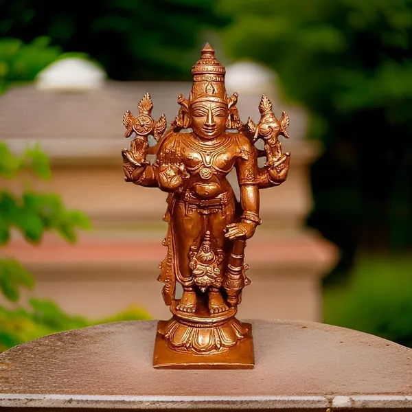 Brownish-Orange_Copper_Idols_Of_God_Srinivasa_Perumal_With_Lakshmi,_10Cm,_250_G,_Patina_Antique_Finish,_Pack_Of_1_Piece