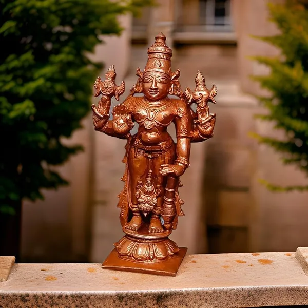 Brownish-Orange_Copper_Idols_Of_God_Srinivasa_Perumal_With_Lakshmi,_10Cm,_250_G,_Patina_Antique_Finish,_Pack_Of_1_Piece