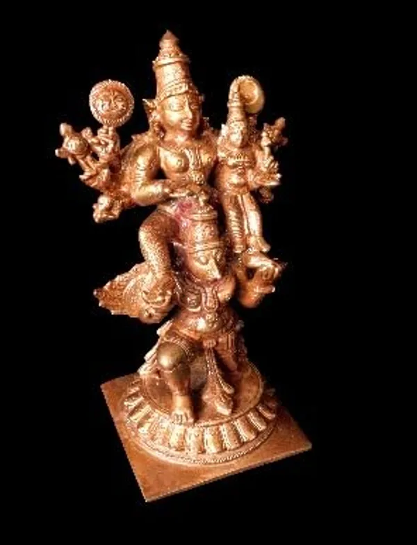 Brown_Copper_Idols_Of_God_Garuda_Vahanam_With_Perumal,_12.5_Cm,_510G,_Handmade_Pack_Of_1_Piece