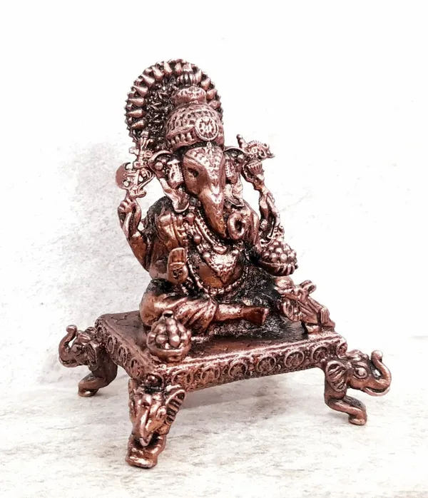 Brownish-Orange_Copper_Idolsby,_2.7_Inches,_Handmade_Ganesh_With_Peedam,_150Grams,_Patina_Antique_Finish,_Pack_Of_1_Piece