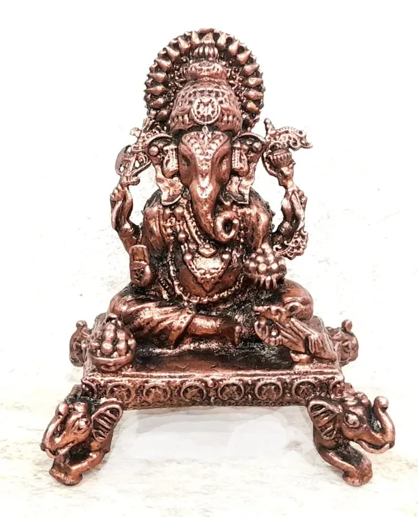Brownish-Orange_Copper_Idolsby,_2.7_Inches,_Handmade_Ganesh_With_Peedam,_150Grams,_Patina_Antique_Finish,_Pack_Of_1_Piece