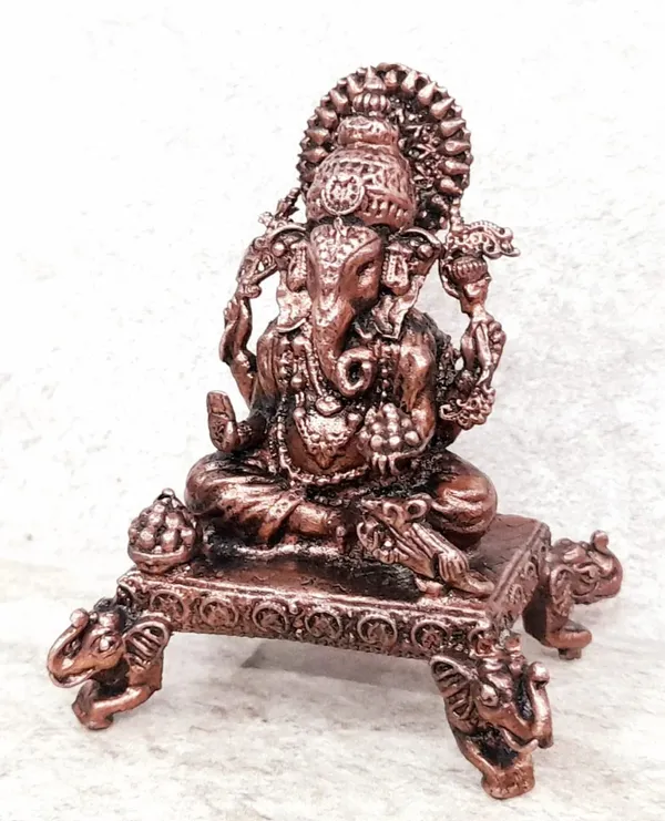 Brownish-Orange_Copper_Idolsby,_2.7_Inches,_Handmade_Ganesh_With_Peedam,_150Grams,_Patina_Antique_Finish,_Pack_Of_1_Piece