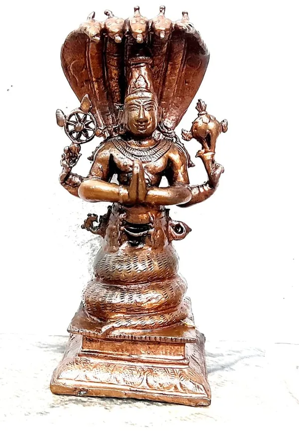 Brown_Copper_Idols_Of_God_Maha_Vishnu_Standing_In_Adisesha,_4.4_Inches,_410G,_Handmade,_Pack_Of_1Piece