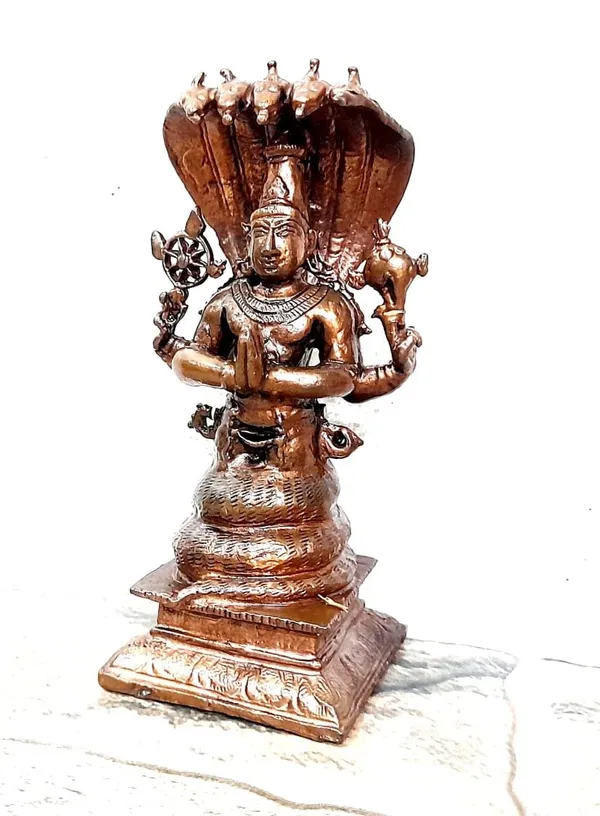 Brown_Copper_Idols_Of_God_Maha_Vishnu_Standing_In_Adisesha,_4.4_Inches,_410G,_Handmade,_Pack_Of_1Piece