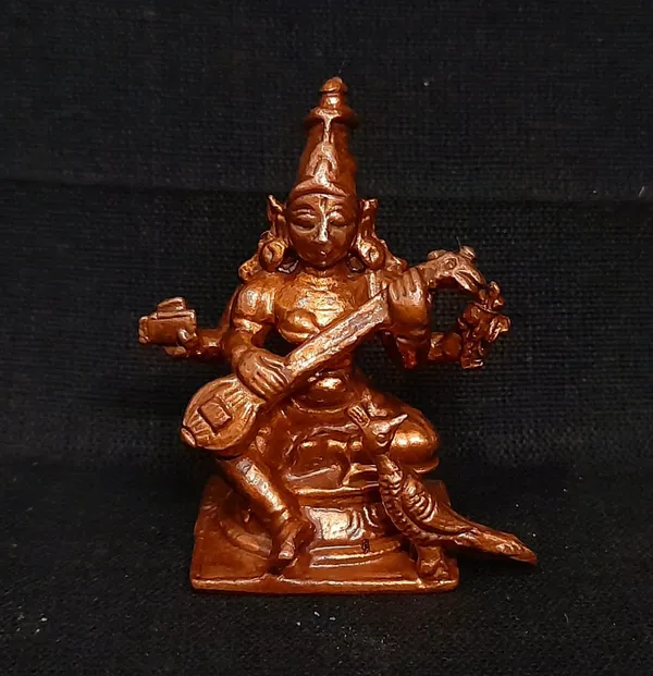 Brownish-Orange_Copper_Handmade_Goddess_Saraswathi,_1.6_Inches,_50G,_Pack_Of_1_Piece