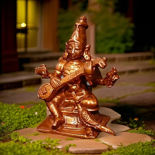 Brownish-Orange_Copper_Handmade_Goddess_Saraswathi,_1.6_Inches,_50G,_Pack_Of_1_Piece