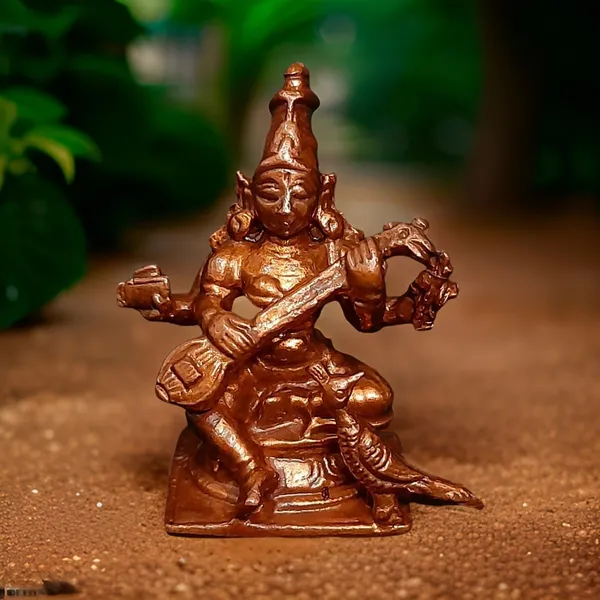 Brownish-Orange_Copper_Handmade_Goddess_Saraswathi,_1.6_Inches,_50G,_Pack_Of_1_Piece