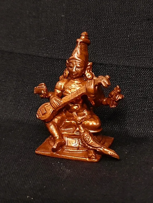 Brownish-Orange_Copper_Handmade_Goddess_Saraswathi,_1.6_Inches,_50G,_Pack_Of_1_Piece