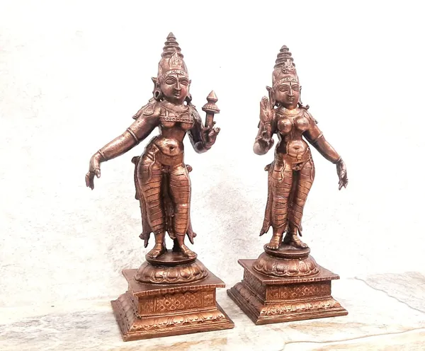 Brownish-Orange_Copper_Idols,_13.5Cm,_Handmade_Goddess_795_Gram,_Patina_Antique_Finish,_Pack_Of_1_Piece