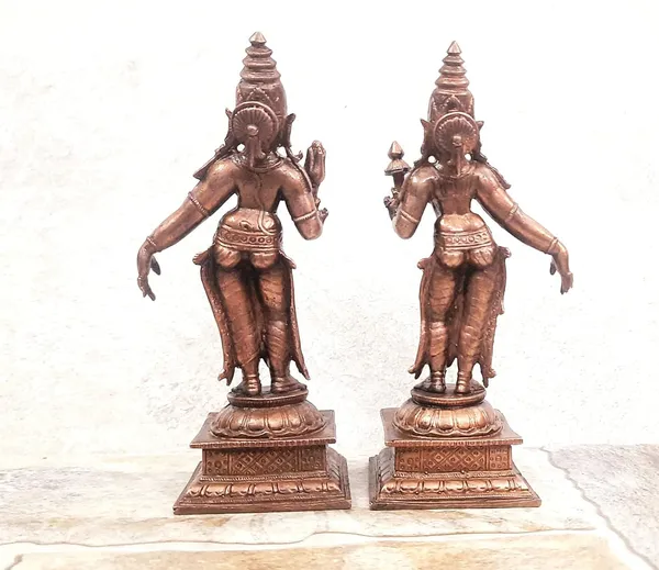 Brownish-Orange_Copper_Idols,_13.5Cm,_Handmade_Goddess_795_Gram,_Patina_Antique_Finish,_Pack_Of_1_Piece