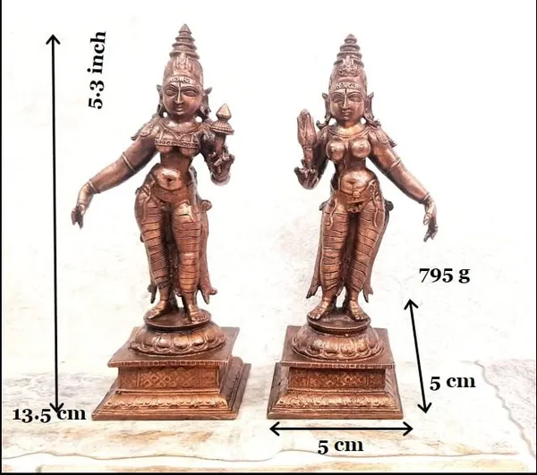 Brownish-Orange_Copper_Idols,_13.5Cm,_Handmade_Goddess_795_Gram,_Patina_Antique_Finish,_Pack_Of_1_Piece