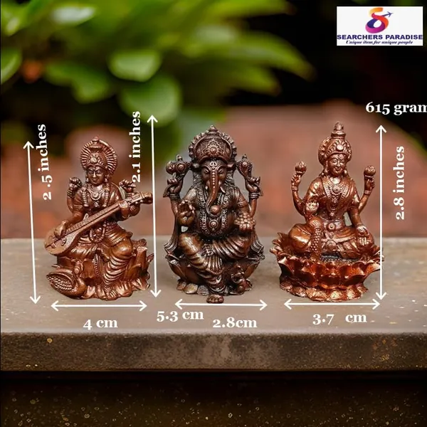 Brown_Copper_Idols_Of_Ganesh,_Lakshmi_And_Saraswathi_Combo,_2.8_Inch_615_Gram,_Pack_Of_3_Piece