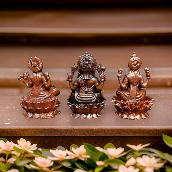 Brown_Copper_Idols_Of_Ganesh,_Lakshmi_And_Saraswathi_Combo,_2.8_Inch_615_Gram,_Pack_Of_3_Piece