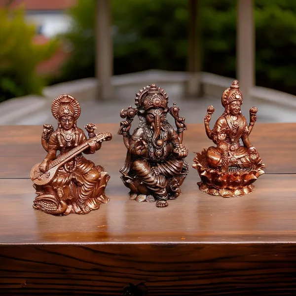 Brown_Copper_Idols_Of_Ganesh,_Lakshmi_And_Saraswathi_Combo,_2.8_Inch_615_Gram,_Pack_Of_3_Piece