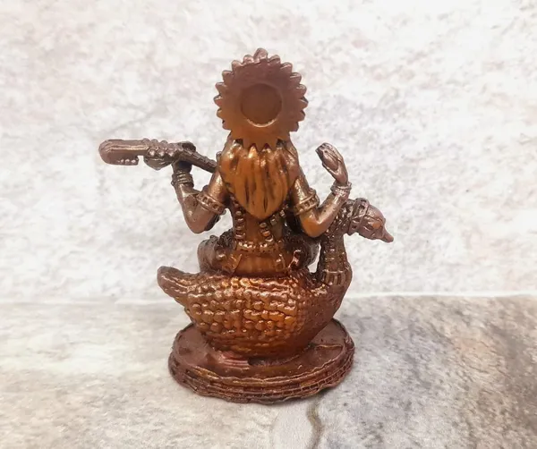 Brownish-Orange_Copper_Idols_India,_2_Inches,_Handmade_Goddess_Saraswathi_Idol_87_Gram,_Patina_Antique_Finish,_Pack_Of_1_Piece