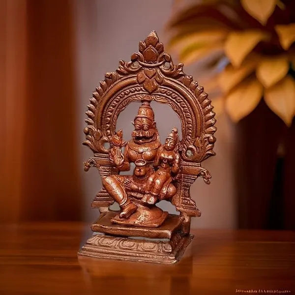 Brownish-Orange_Copper_Idols_Of_God_Lakshmi_Narasimhar_With_Prabhavalli,_3.3_Inches,_146G,_Patina_Antique_Finish,_Pack_Of_2_Piece