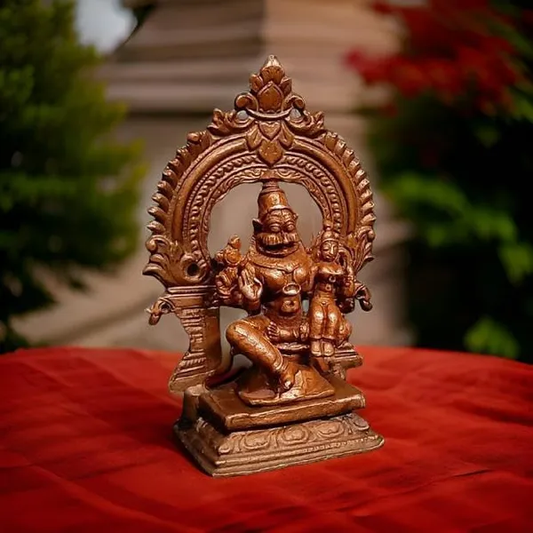 Brownish-Orange_Copper_Idols_Of_God_Lakshmi_Narasimhar_With_Prabhavalli,_3.3_Inches,_146G,_Patina_Antique_Finish,_Pack_Of_2_Piece