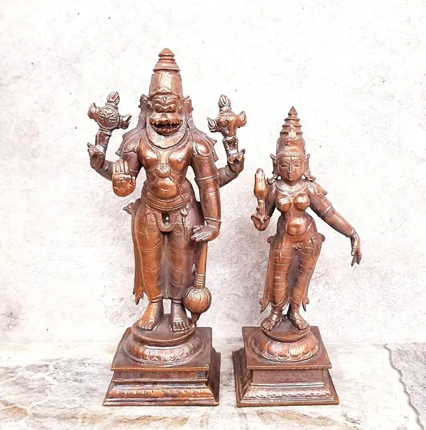Brownish-Orange_Copper_Idols_Of_God_Standing_Lakshmi_Narasimhar,_5.1_Inch,_1.2_Kg,_Patina_Antique_Finish,_Pack_Of_2_Piece