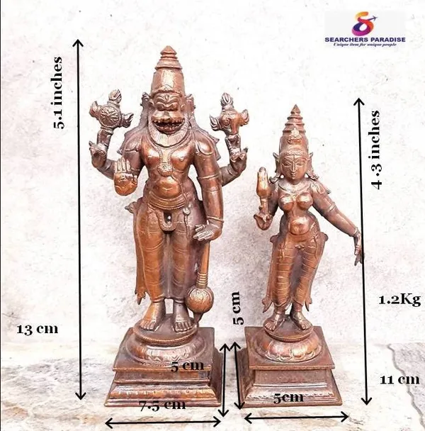 Brownish-Orange_Copper_Idols_Of_God_Standing_Lakshmi_Narasimhar,_5.1_Inch,_1.2_Kg,_Patina_Antique_Finish,_Pack_Of_2_Piece