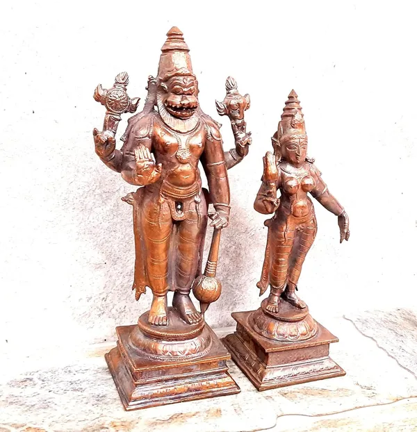 Brownish-Orange_Copper_Idols_Of_God_Standing_Lakshmi_Narasimhar,_5.1_Inch,_1.2_Kg,_Patina_Antique_Finish,_Pack_Of_2_Piece