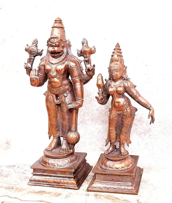 Brownish-Orange_Copper_Idols_Of_God_Standing_Lakshmi_Narasimhar,_5.1_Inch,_1.2_Kg,_Patina_Antique_Finish,_Pack_Of_2_Piece