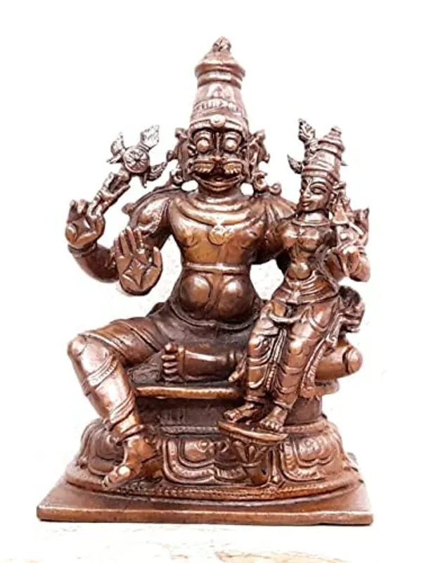 Brownish-Orange_Copper_Idols_Of_God_Lakshmi_Narasimhar_By_Searchers_Paradise,_3.8_Inches,_560G,_Patina_Antique_Finish,_Pack_Of_1_Piece