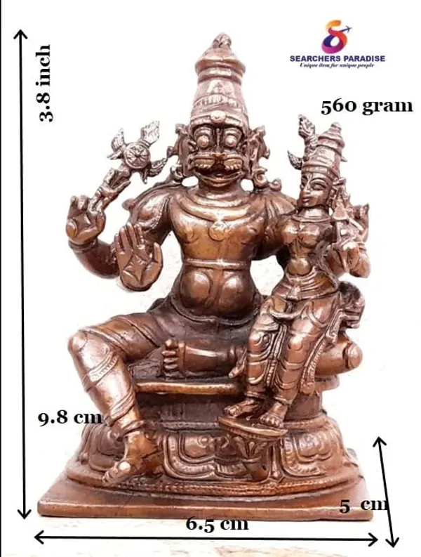 Brownish-Orange_Copper_Idols_Of_God_Lakshmi_Narasimhar_By_Searchers_Paradise,_3.8_Inches,_560G,_Patina_Antique_Finish,_Pack_Of_1_Piece