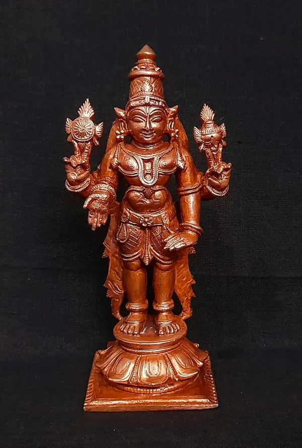 Brownish-Orange_Copper_Idols_India,_4.2_Inches,_Handmade_Lord_Venkateswara,_385G,_Patina_Antique_Finish,_Pack_Of_1_Piece