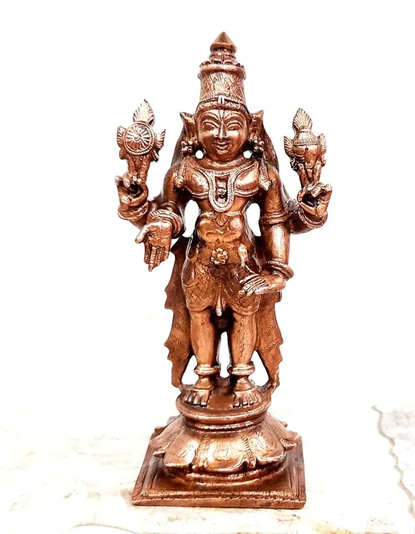 Brownish-Orange_Copper_Idols_India,_4.2_Inches,_Handmade_Lord_Venkateswara,_385G,_Patina_Antique_Finish,_Pack_Of_1_Piece