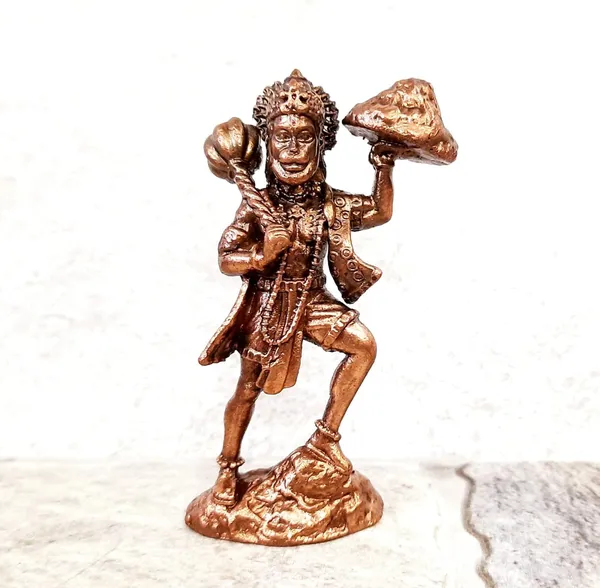 Brownish-Orange_Copper_Idols_India,_2.7_Inches,_Handmade_Hanuman_With_Sanjeev_Mountain,_100G,_Patina_Antique_Finish,_Pack_Of_1_Piece