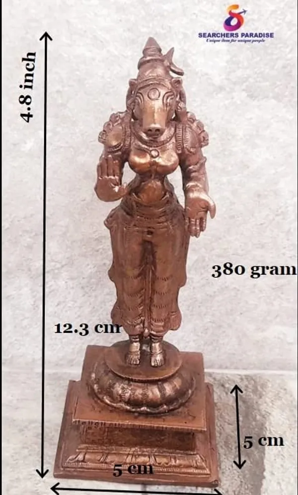 Brownish-Orange_Copper_Idols_India,_4.8_Inches,_Handmade_Standing_Goddess_Varahi,_380_Gram,_Patina_Antique_Finish,_Pack_Of_1_Piece