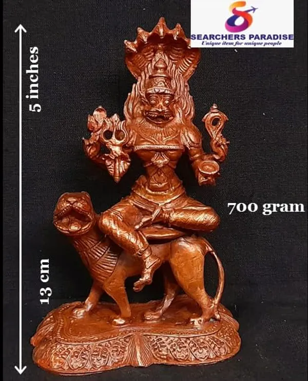 Brownish-Orange_Copper_Idols_Of_God_Prathyangira_Devi_By_Searchers_Paradise,_5.1_Inches,_700G,_Patina_Antique_Finish,_Pack_Of_1_Piece