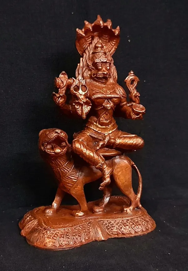 Brownish-Orange_Copper_Idols_Of_God_Prathyangira_Devi_By_Searchers_Paradise,_5.1_Inches,_700G,_Patina_Antique_Finish,_Pack_Of_1_Piece