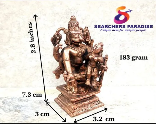 Brownish-Orange_Copper_Idolsby,_7.3Cm,_Handmade_Sri_Yoga_Lakshmi_Narasimha,_183Grams,_Patina_Antique_Finish,_Pack_Of_1_Piece