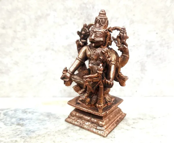 Brownish-Orange_Copper_Idolsby,_7.3Cm,_Handmade_Sri_Yoga_Lakshmi_Narasimha,_183Grams,_Patina_Antique_Finish,_Pack_Of_1_Piece