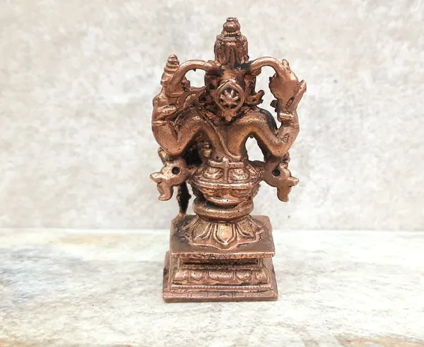 Brownish-Orange_Copper_Idolsby,_7.3Cm,_Handmade_Sri_Yoga_Lakshmi_Narasimha,_183Grams,_Patina_Antique_Finish,_Pack_Of_1_Piece