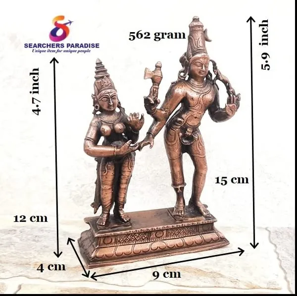 Brownish-Orange_Copper_Idolsby_Searchers_Paradise,_15_Cm,_Handmade_Od_Shiva_And_Parvathi_562_Gram,_Patina_Antique_Finish,_Pack_Of_1_Piece