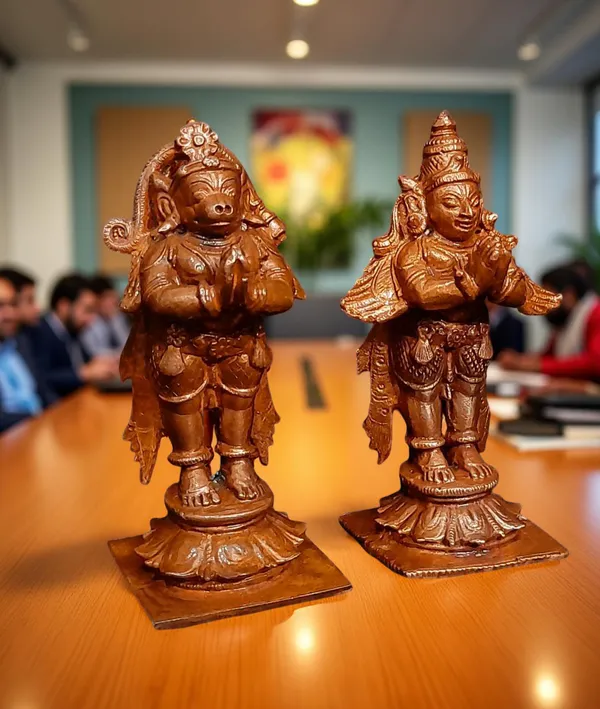 Brownish-Orange_Copper_Idols,_8_Cm,_Handmade_Standing_Garudar_And_Hanuman_360_Gram,_Patina_Antique_Finish,_Pack_Of_1_Piece