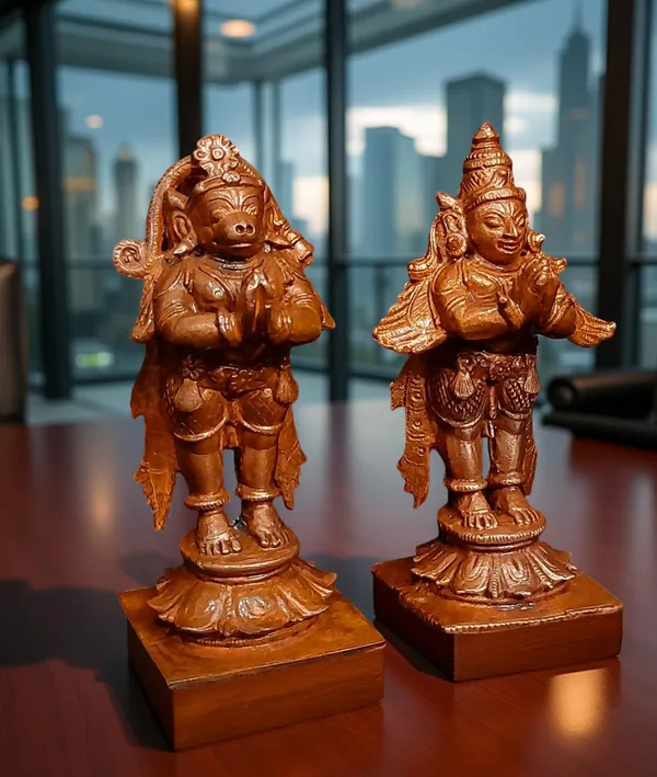 Brownish-Orange_Copper_Idols,_8_Cm,_Handmade_Standing_Garudar_And_Hanuman_360_Gram,_Patina_Antique_Finish,_Pack_Of_1_Piece