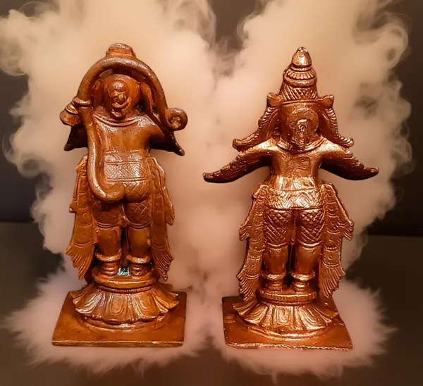 Brownish-Orange_Copper_Idols,_8_Cm,_Handmade_Standing_Garudar_And_Hanuman_360_Gram,_Patina_Antique_Finish,_Pack_Of_1_Piece
