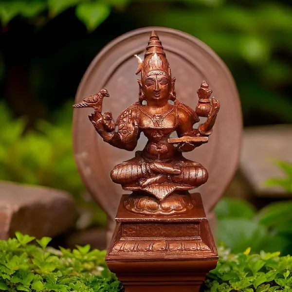 Brownish-Orange_Copper_Idols_India,_4_Inches,_Hanmade_Goddess_Sardhambal_417_Gram,_Patina_Antique_Finish,_Pack_Of_1_Piece