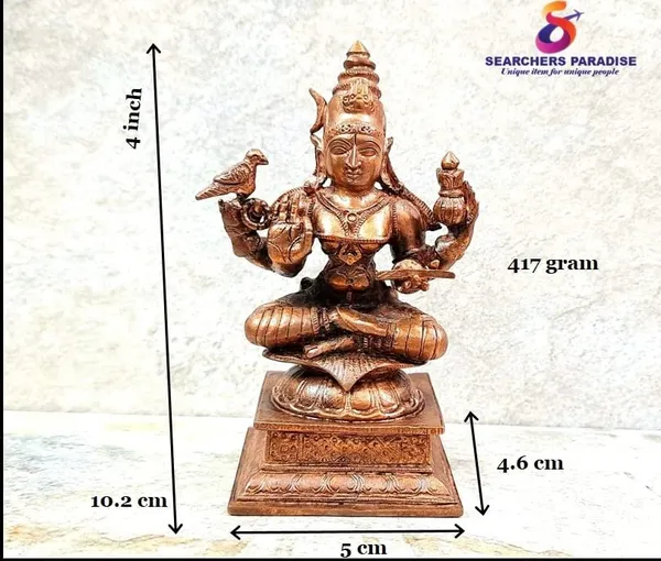 Brownish-Orange_Copper_Idols_India,_4_Inches,_Hanmade_Goddess_Sardhambal_417_Gram,_Patina_Antique_Finish,_Pack_Of_1_Piece
