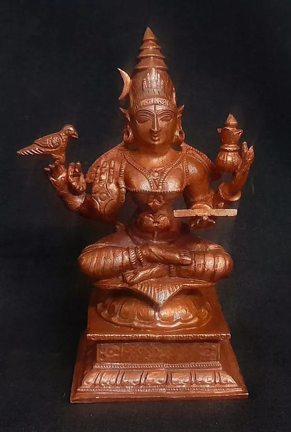 Brownish-Orange_Copper_Idols_India,_4_Inches,_Hanmade_Goddess_Sardhambal_417_Gram,_Patina_Antique_Finish,_Pack_Of_1_Piece