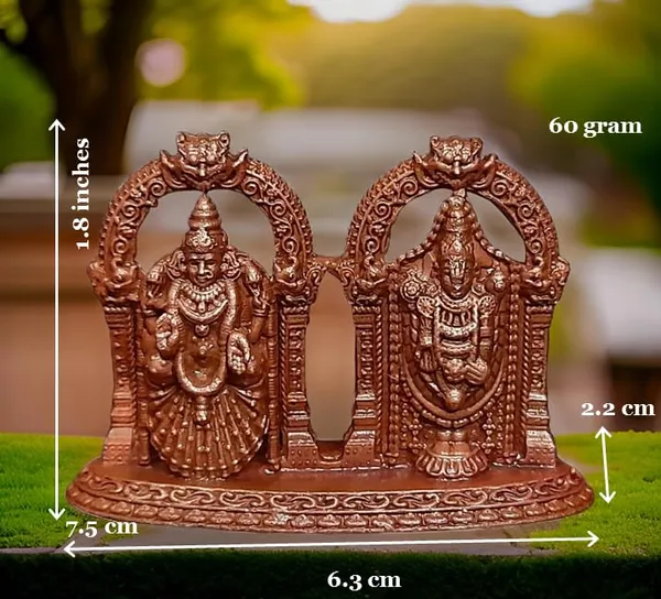 Brownish-Orange_Copper_Idols_India,_1.8_Inches,_Handmade_Lord_Balaji_With_Bhudevi,_60G,_Patina_Antique_Finish,_Pack_Of_1_Piece