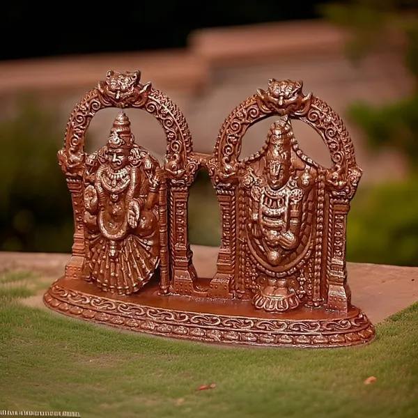 Brownish-Orange_Copper_Idols_India,_1.8_Inches,_Handmade_Lord_Balaji_With_Bhudevi,_60G,_Patina_Antique_Finish,_Pack_Of_1_Piece