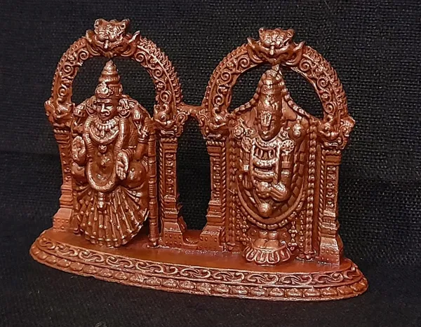 Brownish-Orange_Copper_Idols_India,_1.8_Inches,_Handmade_Lord_Balaji_With_Bhudevi,_60G,_Patina_Antique_Finish,_Pack_Of_1_Piece
