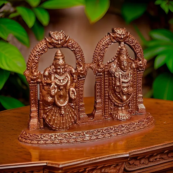 Brownish-Orange_Copper_Idols_India,_1.8_Inches,_Handmade_Lord_Balaji_With_Bhudevi,_60G,_Patina_Antique_Finish,_Pack_Of_1_Piece