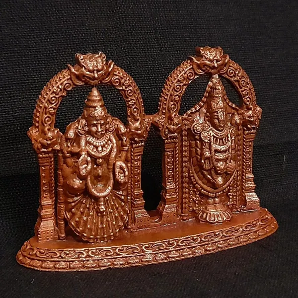 Brownish-Orange_Copper_Idols_India,_1.8_Inches,_Handmade_Lord_Balaji_With_Bhudevi,_60G,_Patina_Antique_Finish,_Pack_Of_1_Piece