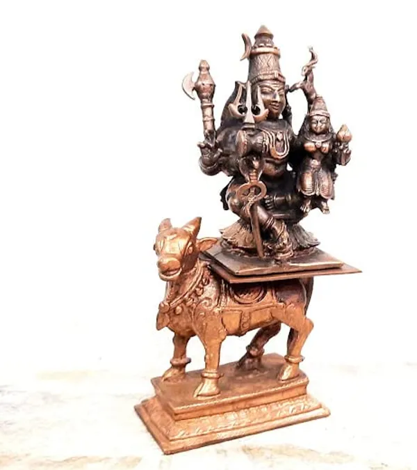 Brownish-Orange_Copper_Idols_Indiaby_3._Inches,_Handmade_Standing_Shiva_Parvathi_Idol_With_Nandi_Vahana_602_Gram,_Combo_Idol,_Patina_Antique_Finish,_Pack_Of_2_Piece